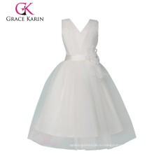Грейс Карин рукавов дешевые Принцесса Белый цветочница платье CL008905